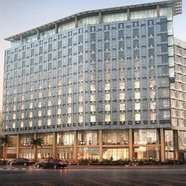 Hotel building used to represent hospitality water-treatment applications