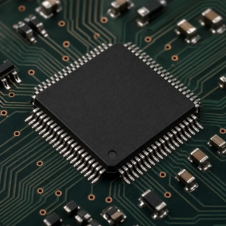 A conventional integrated circuit chip representing semiconductor manufacturing and ultrapure process-water applications