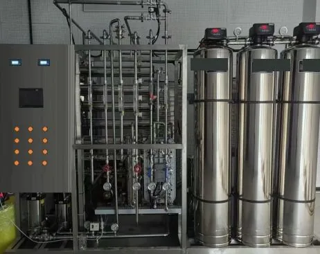 Pretreatment control cabinet, stainless-steel filter housings and process instruments