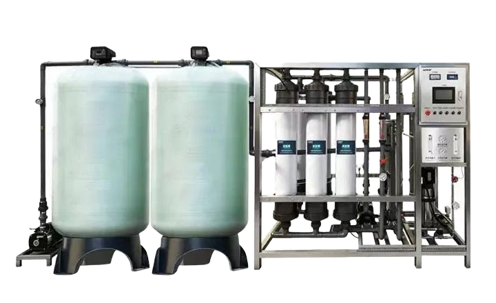 Ultrafiltration and duplex softening pretreatment system with pressure vessels, membrane rack, piping and control panel
