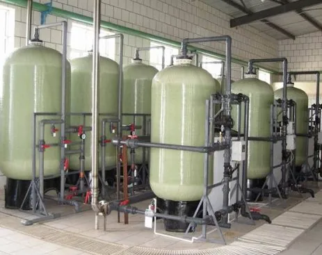 Multiple pretreatment vessels and pipework used to illustrate difficult-source water treatment