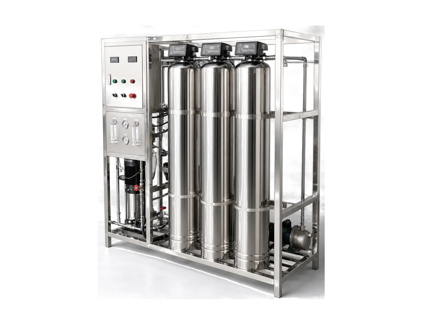 Unbranded stainless-steel industrial reverse osmosis treatment skid
