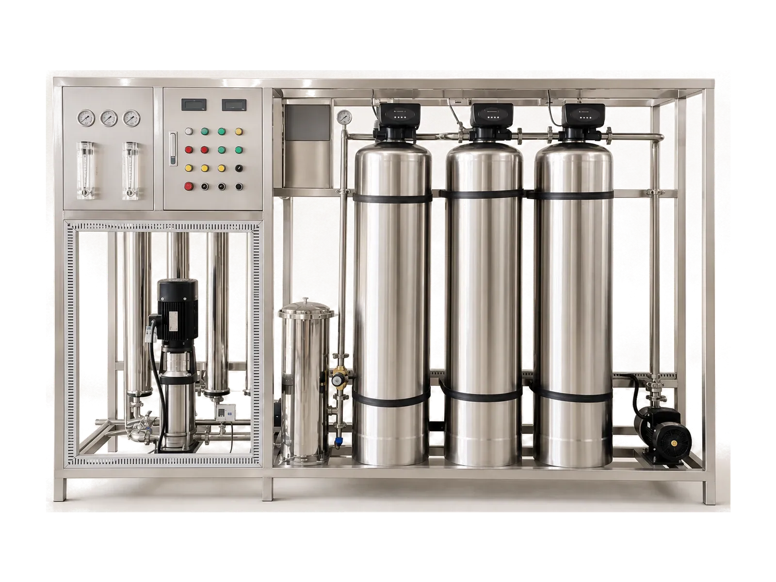 Unbranded stainless-steel double-pass reverse osmosis treatment skid